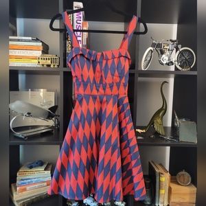 IXIA Pinup fit and Flare retro Medium dress tie back